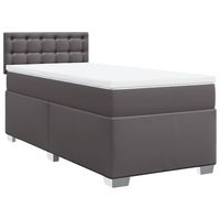cama box spring con colchon cuero sintetico gris 80x200 cm vidaxl