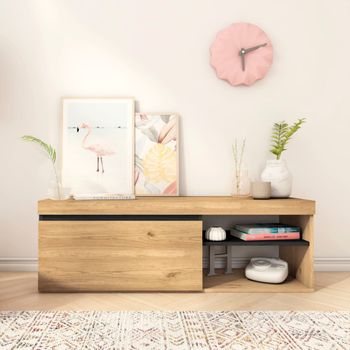 Mueble tv efecto roble y negro 120x40x41cm