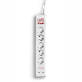REGLETA ELECTRICA SPS SAFE 5+ 5 TOMAS SCHUKO + 2 USB IN