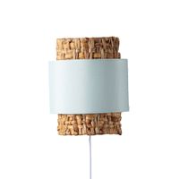aplique de pared de ratan y textil verde con cable e interruptor e27