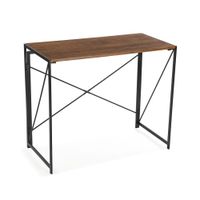 escritorio plegable en aglomerado efecto madera y metal marron