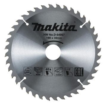 MAKITA - D-64967 Disco sierra circular , Standard TCT 190 x 30 mm, 40 D MAKITA