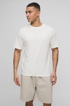 Camiseta Básica Con Cuello De Caja, Cream
