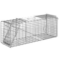 outsunny trampa plegable para animales vivos 81x26x345 cm jaula de captura de alambre con puerta y asa para conejos gatos plata   aosom espana