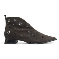 ezzio botines botin piel velour tacon 4 cm con ojetes metal para mujer