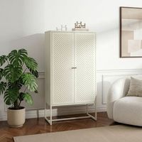 armario multiusos viitasaari con 2 puertas acero 150x80x40cm - blanco crema encasa