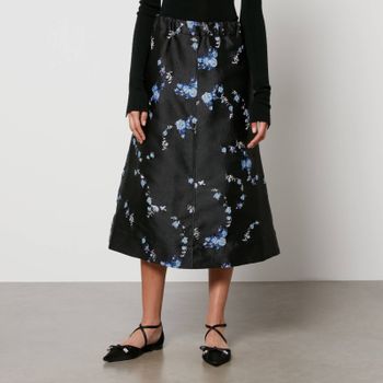 Ganni Floral-Jacquard Midi Skirt - EU 36/UK 8