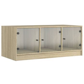 Mesa De Centro Con Puertas De Vidrio Roble Sonoma 102x50x42 Cm Vidaxl