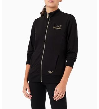 EA7 para mujer. 8NTM43_TJ9RZ Sudadera Evolution con cremallera negro (XS), Casual, Poliéster, Manga larga