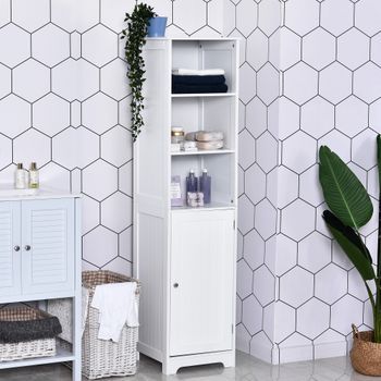 Armario Alto De Baño De 5 Niveles De Mdf Kleankin 40x38x160 Cm-blanco
