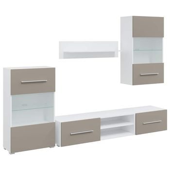 Muebles Para Tv | Muebles De Salón 5 Uds Con Iluminación Led Gris Piedra Cfw45635