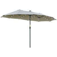 outsunny sombrilla doble con iluminacion led 450x265x240 cm manivela y proteccion solar para exteriores gris claro   aosom espana