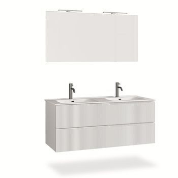 Composición Baño Lavabo Doble 5 Piezas Venere Blanco Mate En Mdf