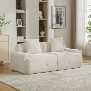 Canapé Modular Comprimible De Tela Chenille Beige, Antideslizante, Espuma De Alta Resiliencia Para Salón