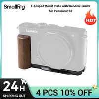 smallrig s9 - jaula para camara con placa de montaje en forma de l y mango de madera para panasonic s9 con placa arca-swiss ranura para correa de munecahombro