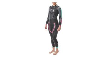 Traje de neopreno de triatlon para mujer tyr hurricane cat 5 negro   azul   rosa
