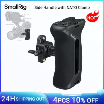 SmallRig Empuñadura Lateral con Abrazadera NATO de Aluminio, Empuñadura Izquierda y Derecha Ajustable para Jaula de Cámara de 36mm con Zapata Fría para Sony -5952