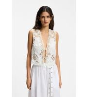 boss para mujer 50556743 chaleco bordaod con cierre de anudado blanco 34 casual poliester sin mangas  tirantes
