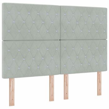 Cabecero Led Con Tiras Led Manual Gris Claro 160 Cm Terciopelo Vidaxl