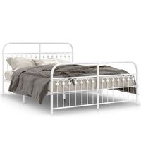 cama doble  cama para adultos  estructura cama metal con cabecero y estribo blanco 150x200 cm