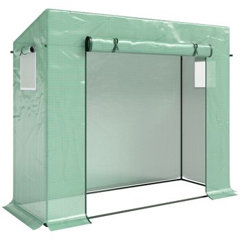 Outsunny Invernadero de Exterior con Ventanas y Marco de Acero Invernadero para Cultivar Tomates Flores 200x76x168 cm Verde
