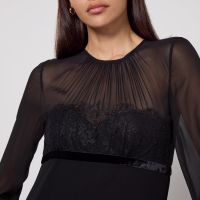 max mara studio jader semi-sheer silk crepe dress - uk 8