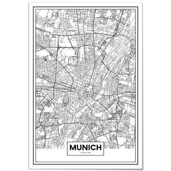 Panorama Cuadro De Aluminio Mapa De Múnich 70x100 Cm