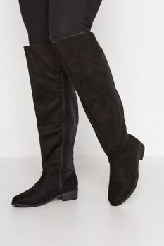 Botas Negras Antelina Por Encima De La Rodilla En Diferentes Anchos