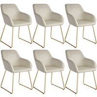 silla de comedor jeane de terciopelo estructura de patin - juego de 6 tectake