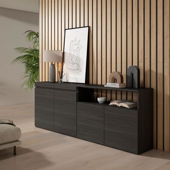 Aparador efecto madera negro 200x35x75cm