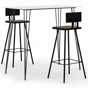 Juego De Mesa Alta Y Taburetes De Bar 3 Piezas Blanco Vidaxl