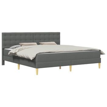 Estructura De Cama Con Colchón Gris Oscuro Tela Vidaxl