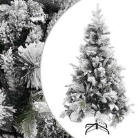 arbol de navidad con nieve flocada y pinas pvc y pe 195 cm vidaxl