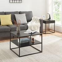 mesa de centro solund con 1 estante acero 60x60x45cm - negro mate encasa