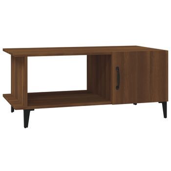 Mesa De Centro 90x50x40 Cm Madera Y Metal Trabajados - Marrón