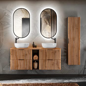 Conjunto mueble doble lavabo 140cm tableros de melamina y mdf madera