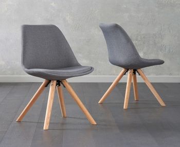 Oscar Dark Grey Fabric Round Leg Dining Chairs - Dark Grey