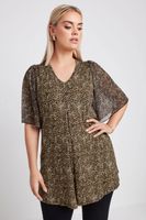yours top marron con vuelo estampado leopardo mujer curvy y tallas grandes yours