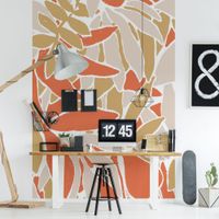 papel pintado panoramico vegetacion de jungla naranja 150 x