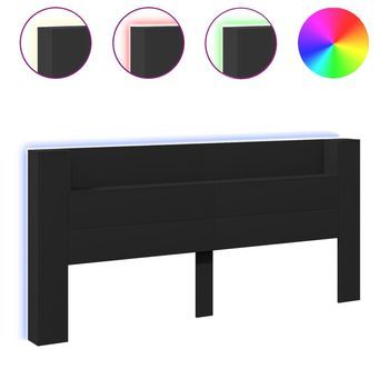 Cabecero De Cama | Panel De Cabecera Con Led Negro 220x16,5x103,5 Cm