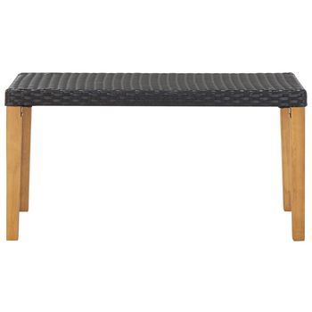 Banco De Jardín | Banco De Exterior | Silla De Jardín Ratán Sintético Y Madera De Acacia Negro 120 Cm
