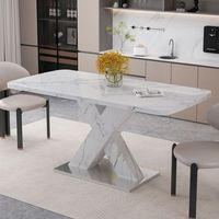mesa de comedor - mueble para comedor - mdf y acero - blanco 120-160x80x765cm