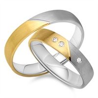 alianzas 14 quilates oro amarillo-blanco 3 diamantes