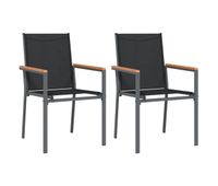 vidaxl sillas de jardin 2 uds textilene y acero negro 55x615x90 cm