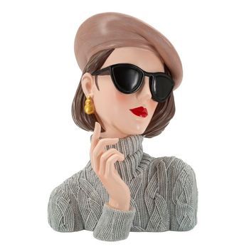 Estatua Mujer De Medio Cuerpo De Resina Multicolor 18,5x14x26 Cm