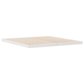 Cama Matrimonial | Cama Doble | Estructura De Cama De Suelo Madera Maciza Pino Blanca 180x220cm Cfw90679