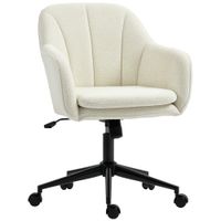 homcom silla de oficina con cubierta de tela de aspecto aterciopelado silla de tocador con respaldo arqueado para dormitorio sala de estar beige   aosom espana