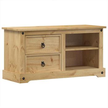 Mueble Tv | Mueble De Salón | Armario Tv Corona Madera Maciza De Pino 100x40x52 Cm