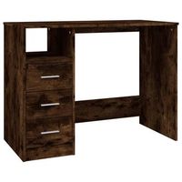 mesa de escritorio   escritorio de despacho  escritorio con cajones contrachapada roble ahumado 102x50x76 cm