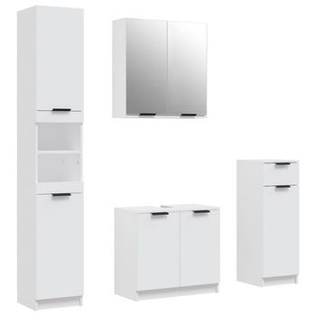 Juego De Muebles De Baño 4 Piezas Madera Contrachapada Blanco Vidaxl